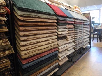 Shelves and shelves of carpet samples